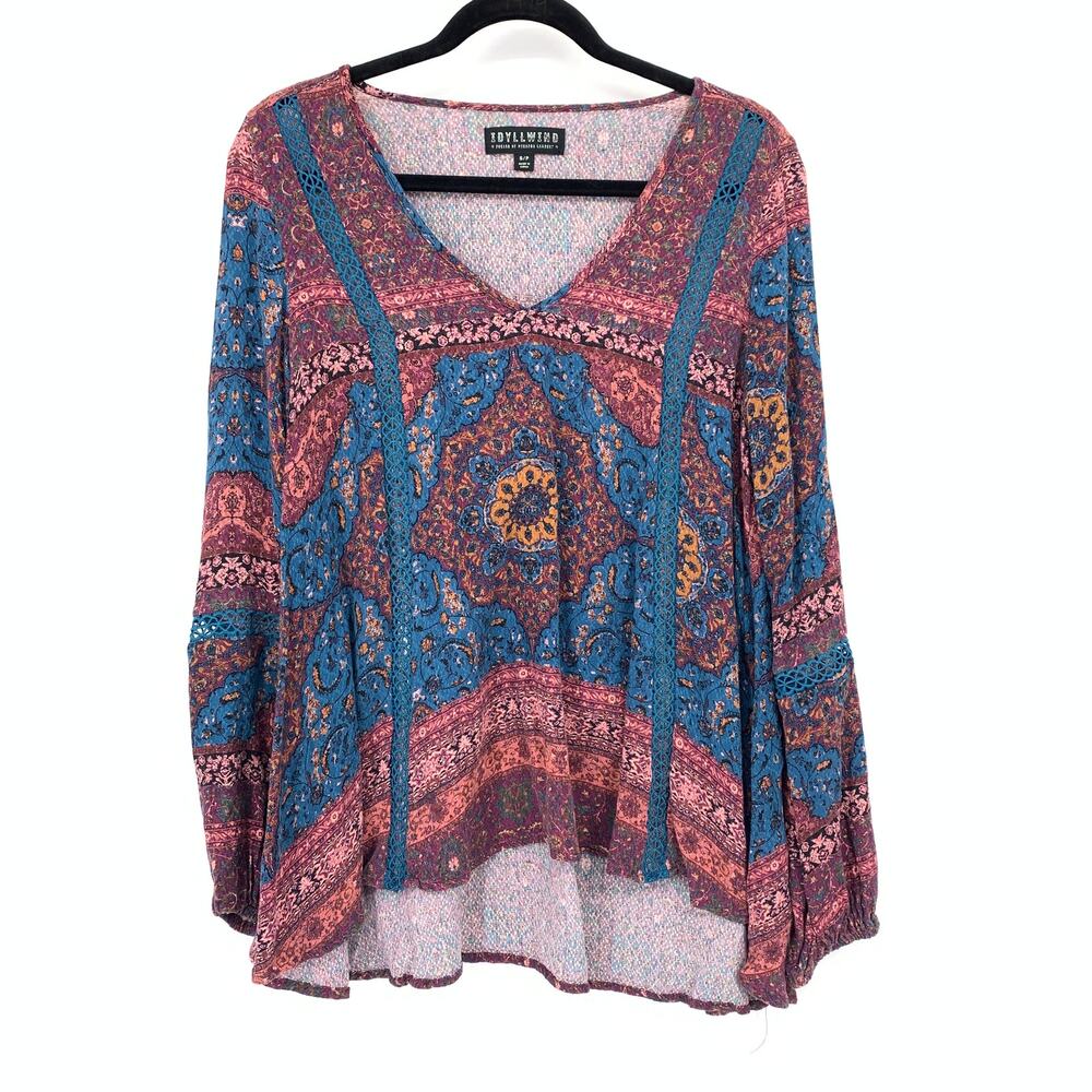 Idyllwind By Miranda Lambert Long Sleeve Boho Blouse Womens Size S Multicolor